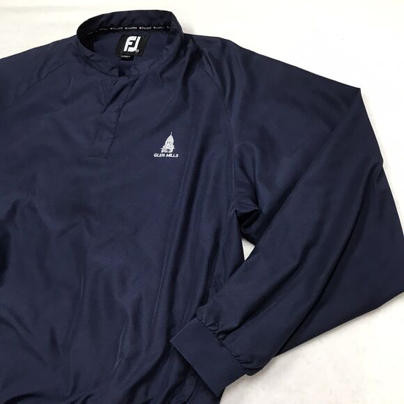 FOOTJOY Golf Windshirt Men XL Navy 1/4 Snap Elastic Waist Cuff Raglan Pullover - Picture 3 of 16